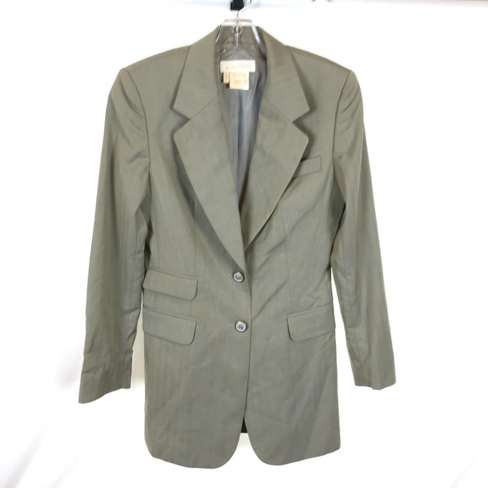 Womens Size 4 Escada Italian Wool Taupe Two-Button Blazer Jacket